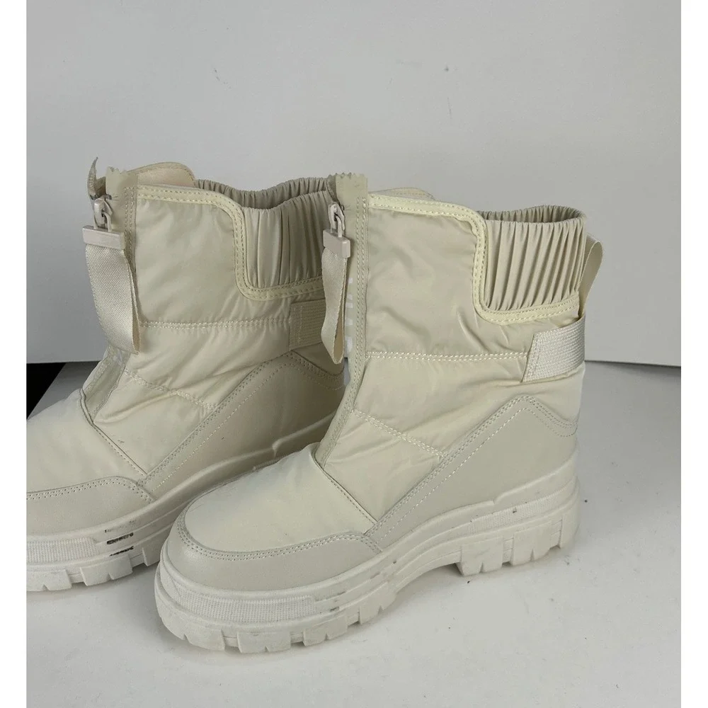 Viapipa Cream Puffer Snow Boots Faux Fur Lined Chunky Platform Lug Sole Mens 8